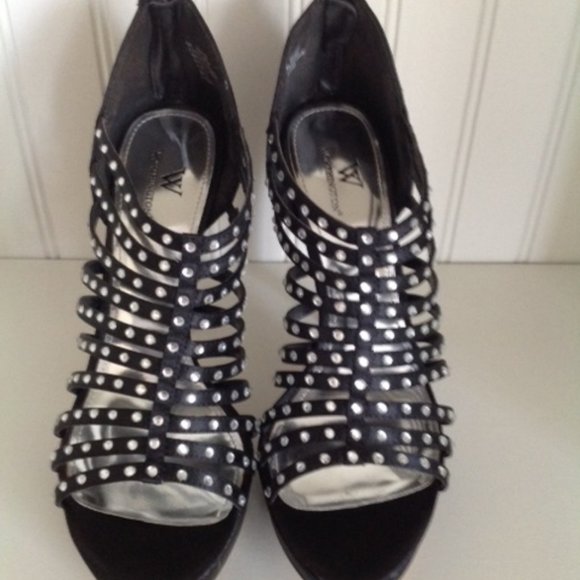 BLACK SEXY 4 1/2" HEEL WITH RHINESTONES - Picture 2 of 7